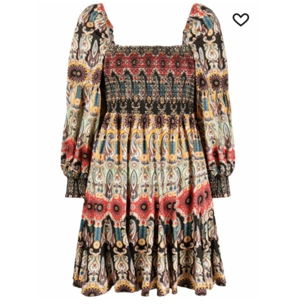 Alice and Olivia Julissa Smocked Mini Dress Size 2 Colorful Multiprint - Picture 16 of 16